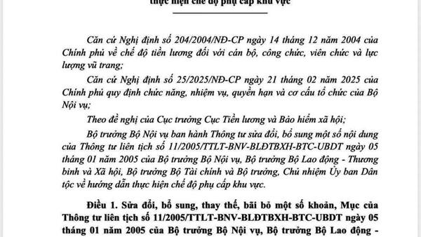 Thông tư 23 Bộ nội vụ - Hướng dẫn thực hiện chế độ phụ cấp khu vực 🌟